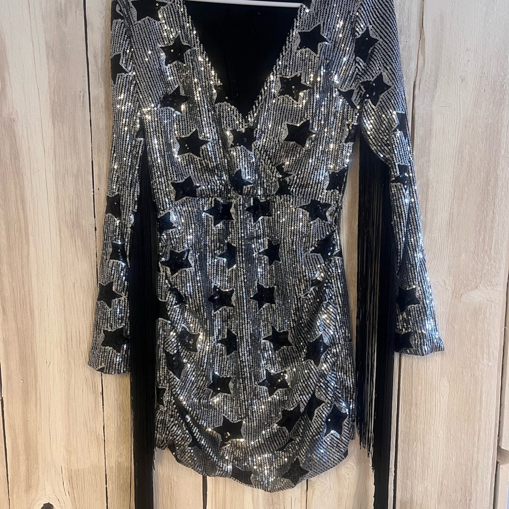 Nasty Gal Black Dress with Silver Sequins